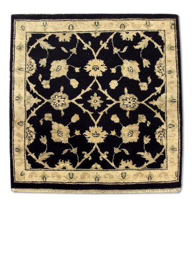 Pak Persian Rugs Tradicional Persa Chobi Hecho a Mano Agra Cuadrado Alfombra, Lana, Negro, 93 x 95 cm, 3 de 1 "x 3 '1' (pies)