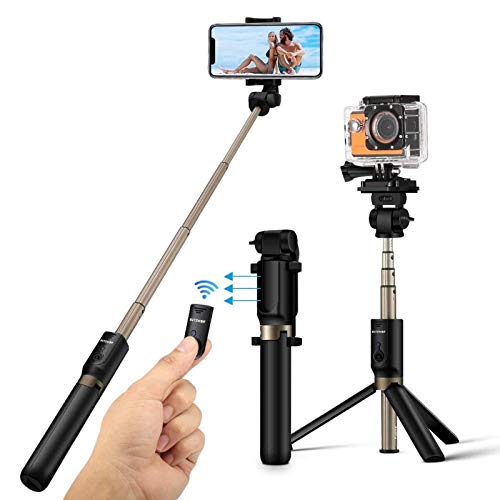 Palo Selfie Trípode con Control Remoto para Cámara Gopro iPhone 8 7 7plus 6s 6 Android Samsung de 3.5-6 Pulgadas - BlitzWolf 4 en 1 Monópode Extensible Selfie Stick Bolsillo Inalámbrico 360° Rotación