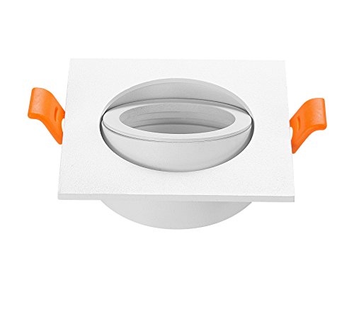 Paquete de 2 focos cuadrados para marco de lámpara, soporte ajustable 65 mm, MR16 GU10, color blanco Paquete de 2 focos cuadrados para marco de lámpara, soporte ajustable 65 mm, MR16 GU10, color blanco
