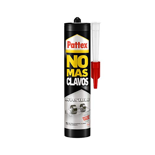 Pattex No Más Clavos Invisible, pegamento resistente transparente, pegamento extrafuerte para madera, metal y más, adhesivo de montaje instantáneo, 1 cartucho x 310 g (1792948) Pattex No Más Clavos Invisible, pegamento resistente transparente, pegamento extrafuerte para madera, metal y más, adhesivo de montaje instantáneo, 1 cartucho x 310 g (1792948)