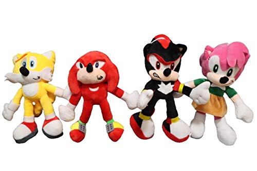 Peluche Sonic 4 unids / lote Sonic Figuras de juguete de felpa Sonic / Shadow / Silver the Hedgehog muñeca Sonic Shadow Tails Amy Rose para niños Animales Juguetes regalo
