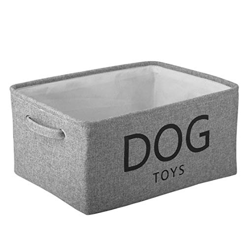 Pethiy Cesta de lona para juguetes para perros y juguetes, 40 cm x 30 cm x 20 cm, color gris