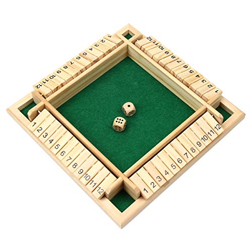 PFativant Shut The Box Número Madera 1-12 Cerrar La Caja De Dados Juego De Mesa De Juguetes para Niños Adultos - 24.5*24.5*3.5cm