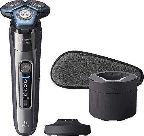 Philips S7000 S7788/55 - Afeitadora eléctrica para hombre con tecnología Skin-IQ, cortapatillas, seco/húmedo, con base de carga, base de limpieza y funda premium Philips S7000 S7788/55 - Afeitadora eléctrica para hombre con tecnología Skin-IQ, cortapatillas, seco/húmedo, con base de carga, base de limpieza y funda premium