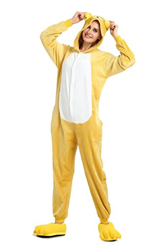 Pijama de franela cálida para adultos, unisex, de una pieza, diseño de oso lindo pijama (XL (173-180 cm)