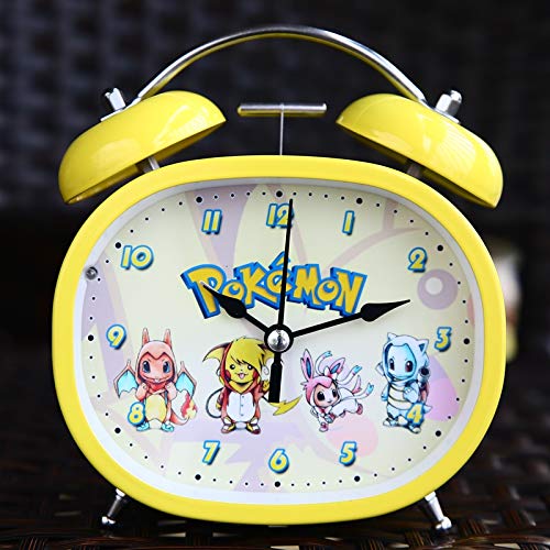 Pikachu Reloj Pikachu Reloj Pokemon Metal Dormitorio de los Niños Fuerte Perezoso Silencio Estudiante Anime