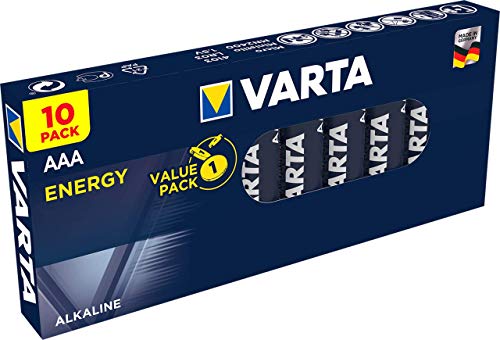 Pila VARTA Energy AAA Micro LR03 (Paquete de 10 Unidades), Pila alcalina – Made in Germany – Ideal para radios y Relojes de Pared