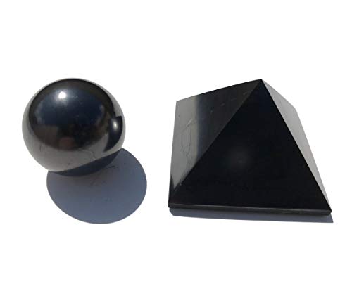 Pirámide de shungita, 5 x 5 cm + 3 cm, bolas de shungite, pirámide de de piedras preciosas