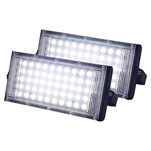 POHOVE Luz inundación 50W 220V Paisaje Alto Brillo Jardín 50 LED Soporte Ajustable Reflector Exterior Montado en la Pared Patio la Calle Foco Exterior Impermeable(2 piezasBlanco frío) POHOVE Luz inundación 50W 220V Paisaje Alto Brillo Jardín 50 LED Soporte Ajustable Reflector Exterior Montado en la Pared Patio la Calle Foco Exterior Impermeable(2 piezasBlanco frío)