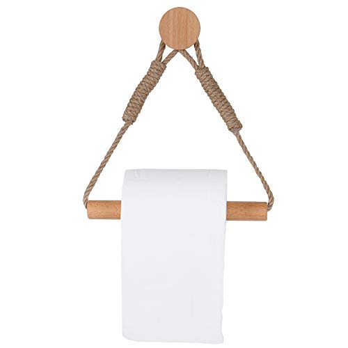 Portarrollos de papel higiénico vintage de cuerda de cáñamo de madera para baño (estilo b)