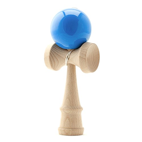 PRECORN Kendama Juego de Habilidad con Bola Azul Juego de Madera Juguete de Habilidad Japonesa