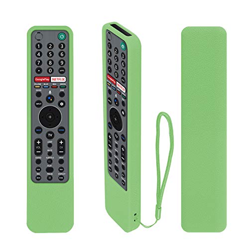 Protective Silicone Remote Case for Sony RMF-TX600U RMF-TX500E RMF-TX600E Smart Voice Remote Controller Washable Anti-Lost Remote Cover with Loop (Glow in Dark Green)