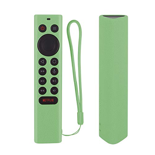 Protective Silicone Remote Cover for NVIDIA Shield TV Pro/4K HDR Remote Controller Washable Anti-Lost Remote Case with Remote Loop-Glow in Dark Green