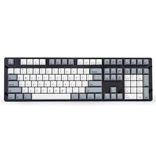 Qisan Keycaps 108 Keys PBT Keycaps Set PBT Dint-Subbed Keycaps para teclados mecánicos-Gris Blanco Combo