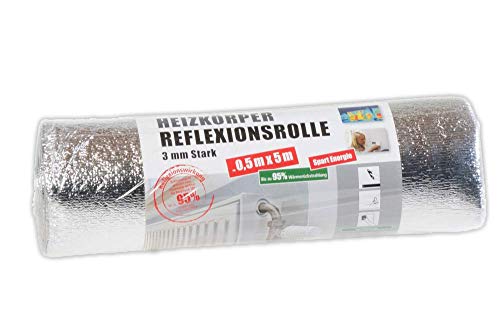 Radiador calor Reflector | Reflexion rollo | 5 m x 0,5 m| 95% térmica trasera strah lung| ahorrar en Calefacción