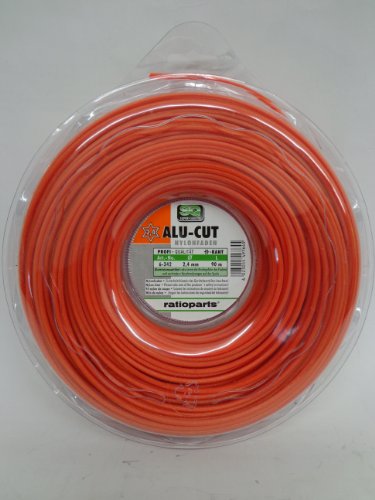 Ratio Parts Nylon Hilos 2,4 mm de Aluminio Cut 90 m Hilo para recortabordes (6 Cantos Carrete, Color Naranja