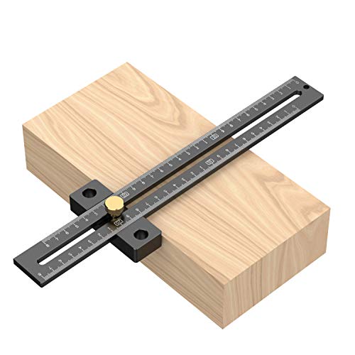 Regla cuadrada en T, Bloque de Posicionamiento regla de agujero, marca de madera, línea de calibre, carpintero, carpintero con escala de 180 mm, carpintería, aleación de aluminio, negro