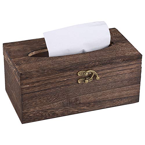Rehomy Caja de pañuelos de madera retro de papel servilletero para decoración del hogar del coche 22 x 12 x 10 cm