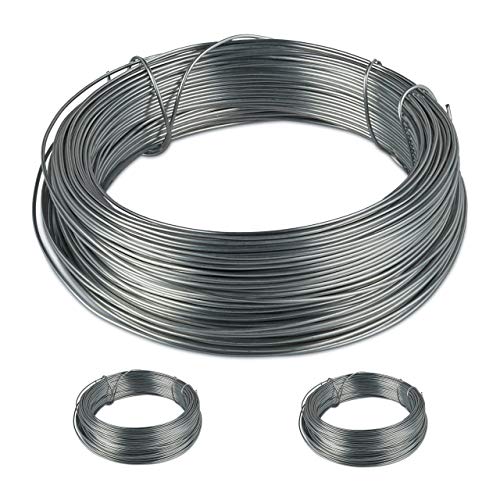 Relaxdays Set de Rollos de Alambre para jardín, Inoxidable, Acero galvanizado, Fino, Manualidades, 50 m, 1 mm, Plateado, 3er Pack Relaxdays Set de Rollos de Alambre para jardín, Inoxidable, Acero galvanizado, Fino, Manualidades, 50 m, 1 mm, Plateado, 3er Pack