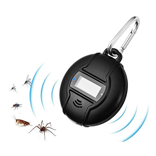 Repelente Ultrasonico, Portátil Repelente Mosquitos Control de Plagas USB y energía Solar 2 en 1 de Carga Repelente Cucarachas Insectos Antimosquitos Repelente Insectos con Brújula y Mosquetón