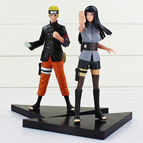 Romantic-Z 2 unids / Lote Naruto Anime Uzumaki Naruto + Hyuga Hinata Conjunto sólido PVC Figura de acción Modelo Colección Juguete