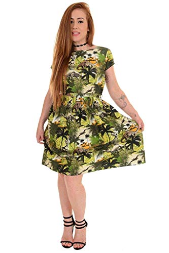 Run & Fly Mujer Años 50 Años 60 Retro Vintage Jurásico Jungla Dinosaurio Te Vestido de Fiesta - Verde, 8 Run & Fly Mujer Años 50 Años 60 Retro Vintage Jurásico Jungla Dinosaurio Te Vestido de Fiesta - Verde, 8