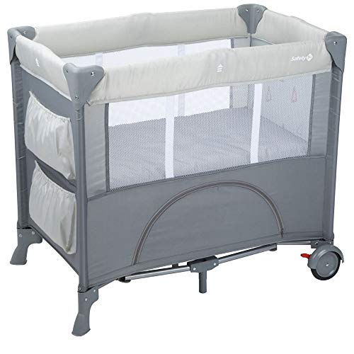 Safety 1st Mini Dreams Parque cuna bebé, Cuna de viaje plegable, Cuna portátil y compacta, con bolsa de viaje, 0 meses - 9 kilos, color Warm grey