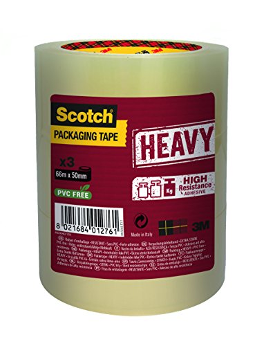 Scotch - Cinta de embalaje de alta resistencia, color transparente en torre de 3 rollos
