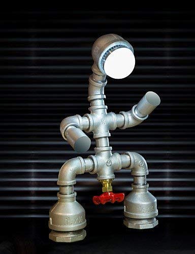 Scra Aire Acondicionado Vintage Nostálgico Robot De Tubo De Agua Industrial Lámpara De Mesa Lectura Al Lado del Dormitorio Inicio Cafetería Decoración Modern Light Light (Color : Silver)