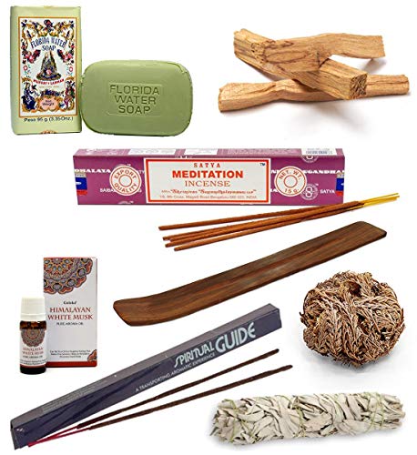 Set de Limpieza y Meditación | Componentes 100% Naturales | Salvia Blanca + Palo Santo + Rosa de Jericó | Aceite Esencial Aromático + Jabón de Agua de Florida + Inciensos Meditación + Porta Inciensos Set de Limpieza y Meditación | Componentes 100% Naturales | Salvia Blanca + Palo Santo + Rosa de Jericó | Aceite Esencial Aromático + Jabón de Agua de Florida + Inciensos Meditación + Porta Inciensos