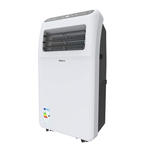 SHINCO 2,6kW 9000 BTU Aire Acondicionado Portátil, Enfría, Ventila y Deshumidifica, Mando a Distancia, Blanco, hasta 34 m²