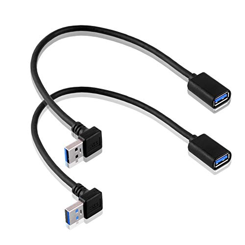 SIENOC Conector Adaptador de Enchufe Macho USB 3.0 A en Ángulo de 90 Grados a Enchufe Hembra M/F (Arriba y Abajo de 90 Grados de ángulo de Cable)