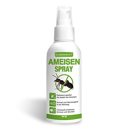 Silberkraft Spray para hormigas de 100 ml, eficaz contra hormigas, antihormigas, efecto inmediato y prolongado, alternativa eficaz al veneno para hormigas y cebo para hormigas.