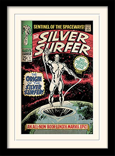 Silver Surfer "El Origen montado y Enmarcado impresión, Multicolor, 30 x 40 cm