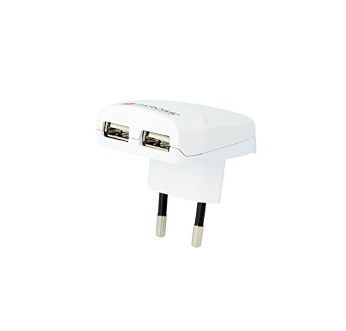 Skross 1.302420 Cargador de Doble USB con Conector de Euro (2400 mA, Shared) Color Blanco