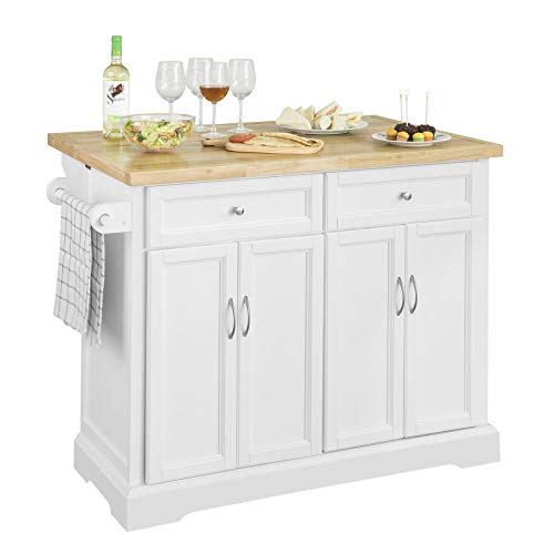 SoBuy FKW71-WN,Carrito de Cocina con Piso,con Tablero Extensible,L115 x P46 x H92cm,ES (Blanco)