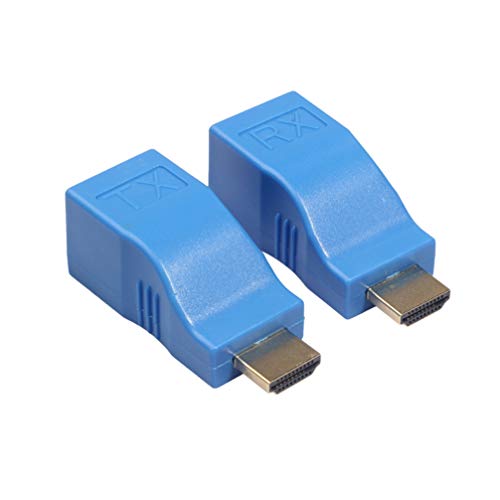 Solustre Extender 2 Piezas HDMI Repetidor de Red Hdmi-Rj45 Incluye Adaptador transmisor y Receptor V1.4 Rj45 Cat5e Cat6 Ethernet LAN Convertidor 1080P Adaptarse para HDTV HD TV DVD