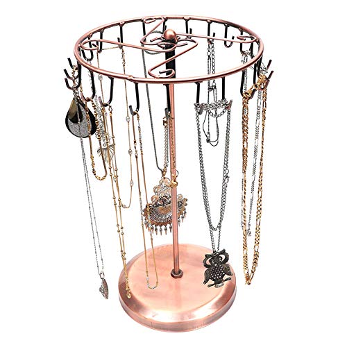 Soporte de joyería - Soporte Giratorio de Cobre con 23 Ganchos para Collares - Organizador de Joyas - Soporte de exhibición para Colgante, Pulsera, Pendientes, Anillos y Relojes Soporte de joyería - Soporte Giratorio de Cobre con 23 Ganchos para Collares - Organizador de Joyas - Soporte de exhibición para Colgante, Pulsera, Pendientes, Anillos y Relojes