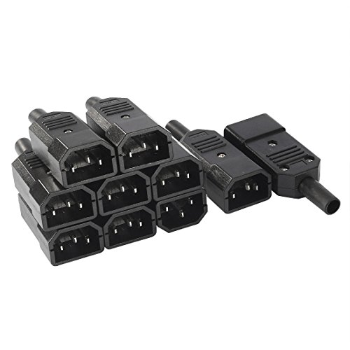 sourcing map 10uds CA 250V 10A IEC320 C14 3 Clavijas Enchufe Macho Conector Adaptador Montaje en Panel Recableable