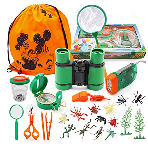 SPECOOL Kit Explorador para Niños, 25Pcs Juguetes de Juego de imaginación para niños y niñas Aventurero Binocular Exploration Fun Toy Kit para Camping y Senderismo