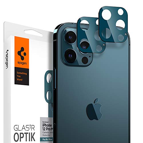 Spigen Glas TR Optik Cámara Lente Protector para iPhone 12 Pro MAX Azul Pacifico - 2 Unidades