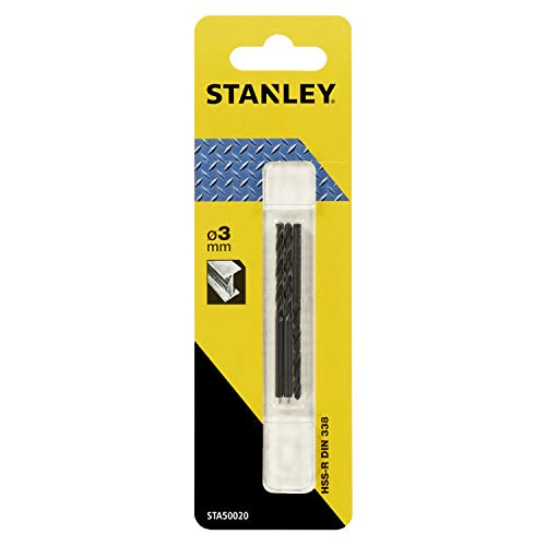 Stanley STA50020-QZ 3 Brocas HSS-R laminadas para metal ø 3mm, Único Stanley STA50020-QZ 3 Brocas HSS-R laminadas para metal ø 3mm, Único