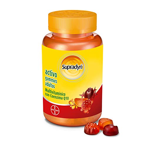 Supradyn Activo Gummies Adultos, Complejo Vitaminico con Efecto Energía, 7 Vitaminas, Minerales y Coenzima Q10, 3 Sabores Frutales, 70 Caramelos de Goma
