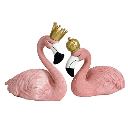 SUPVOX 2 Piezas Estatua de Resina Flamenco Rey y Reina Adornos de Escultura decoración Figuras de Animales para la Mesa del Dormitorio (Rosa)