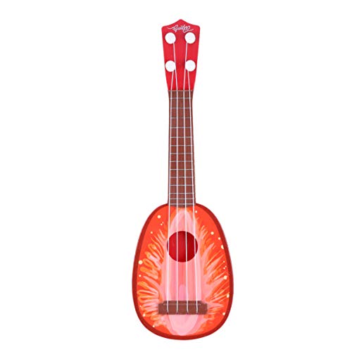SUPVOX Niños Ukelele Forma de Fresa Mini Guitarra Instrumento Musical Juguetes Educativos Regalo de Fiesta de Cumpleaños para Niños Niños Estudiantes Principiantes (Rojo)