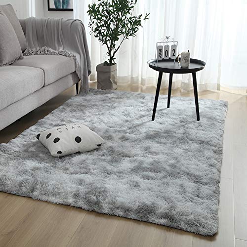 Swsen Alfombra Shaggy Salón Grandes - Alfombras Dormitorio Modernas para Pelo Largo Lavables - para Dormitorio, Comedor, Pasillo y Habitación Juvenil - Gris, 140x200 cm