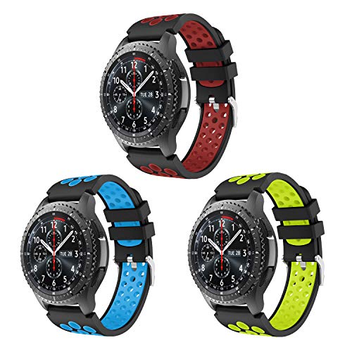 Syxinn Compatible con Correa de Reloj Gear S3 Frontier/Classic/Galaxy Watch 46mm Reemplazo de Banda de Silicona Suave Deportiva Pulsera de Repuesto para Gear S3/Moto 360 2nd Gen 46mm