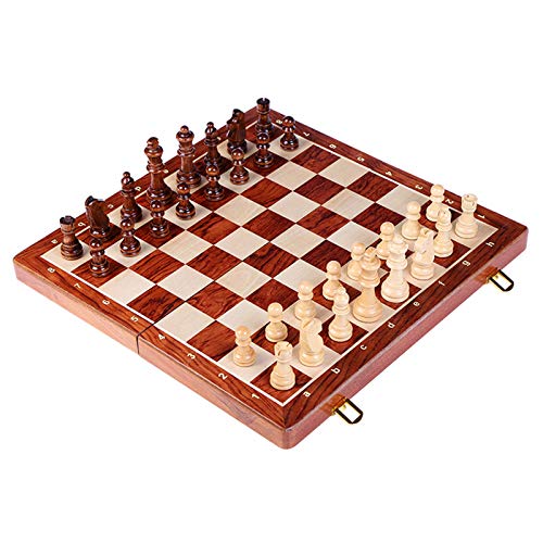SYXZ Juego de Tablero de ajedrez, Tablero de ajedrez Plegable de Madera Hecho a Mano con Reina Adicional y Almacenamiento para Piezas de ajedrez, para niños/niños/Adultos (15 Pulgadas),39cm