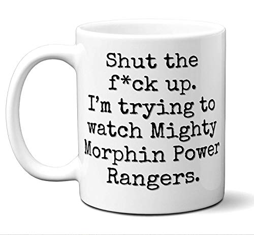 Taza de regalo Mighty Morphin Power Rangers. Funny Pami Gift dy Movie Lover Fan 'Cállate, estoy tratando de mirar'. Póster, Cosas, Hombres, Mujeres, Cumpleaños, Navidad, Día del Padre, Día de la Madre