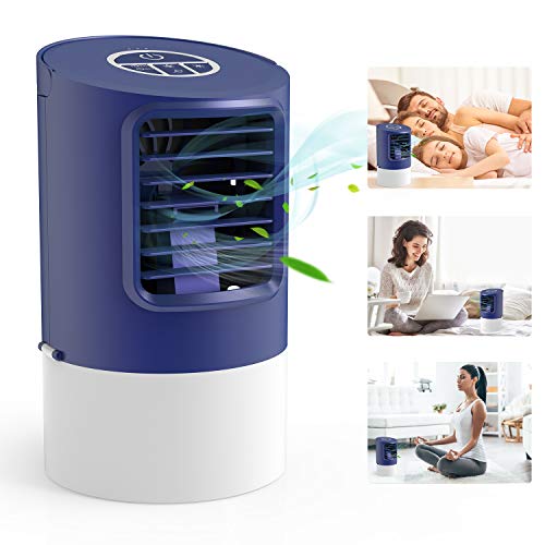 TedGem Aire Personal y Portátil, Aires Acondicionados Móviles, Mini Enfriador de Aire, Aire Acondicionado Portátil, 4 en 1 Enfriador, Humidificador, Ventilador, 7 Luces LED, para el Hogar/Oficina